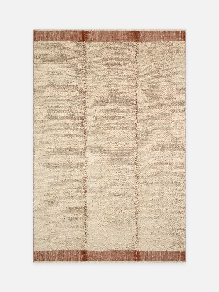 Casablanca %100 Yün El Emeği ile Üretilen Bukle Halı IVORY RUST kuşbakışı