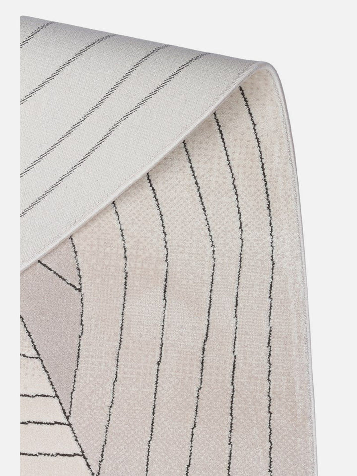 Monza Art Geometrik Desenli Yüksek Kalite Sık Dokuma Parlak Modern Salon Halısı 07 CREAM GREY - Carpetdocia