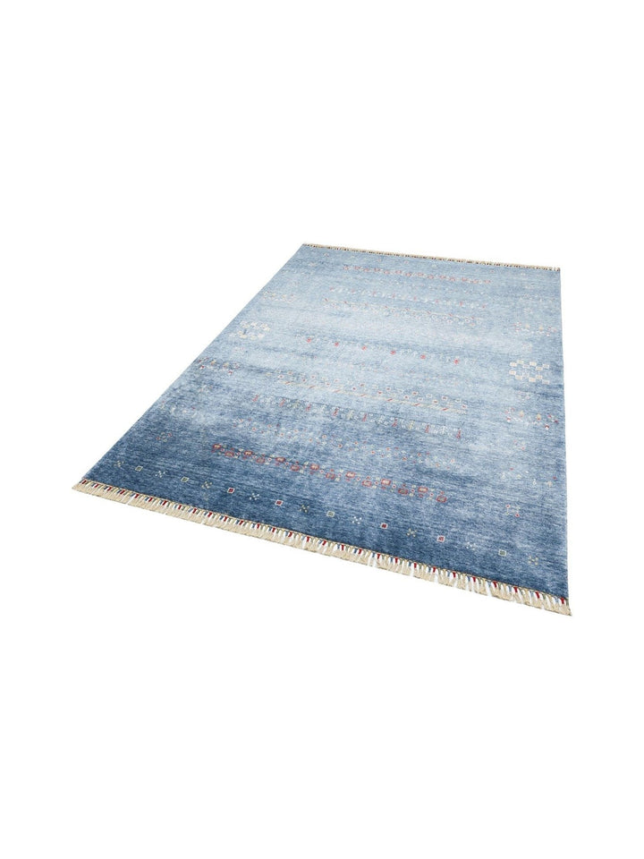 Oushak Carnaval Tappeto Moderno Uşak in TENCEL™ realizzato a mano, 100% naturale, facile da pulire, 06 BLUE