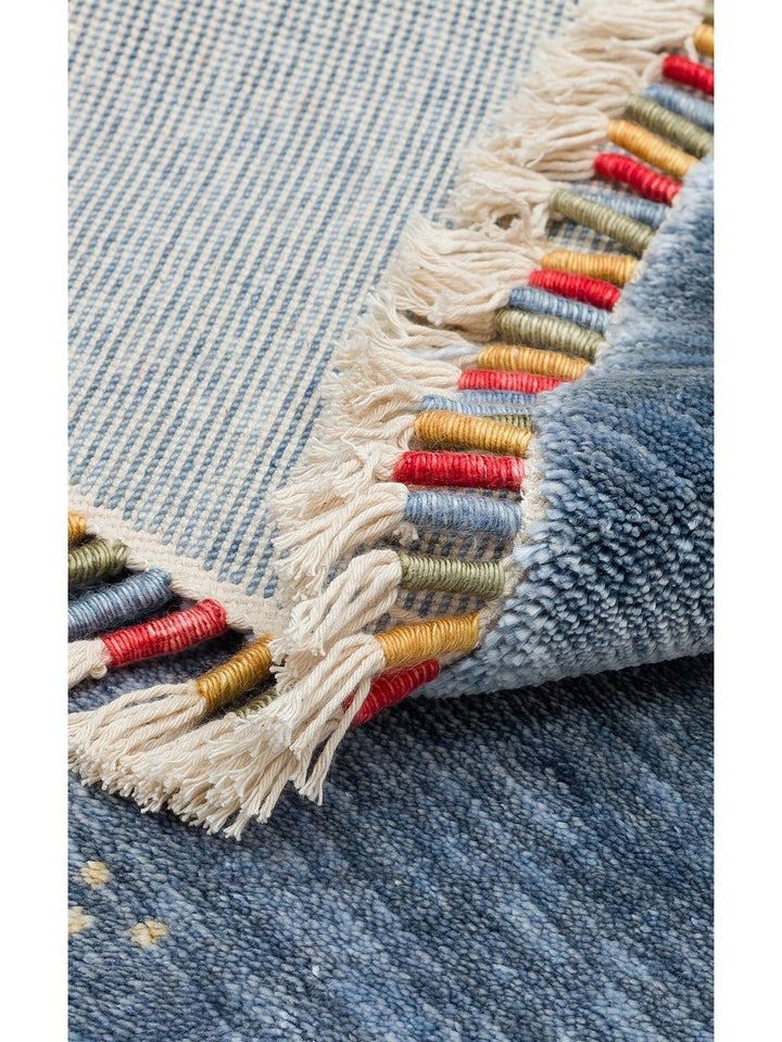 Oushak Carnaval Tappeto Moderno Uşak in TENCEL™ realizzato a mano, 100% naturale, facile da pulire, 06 BLUE Q