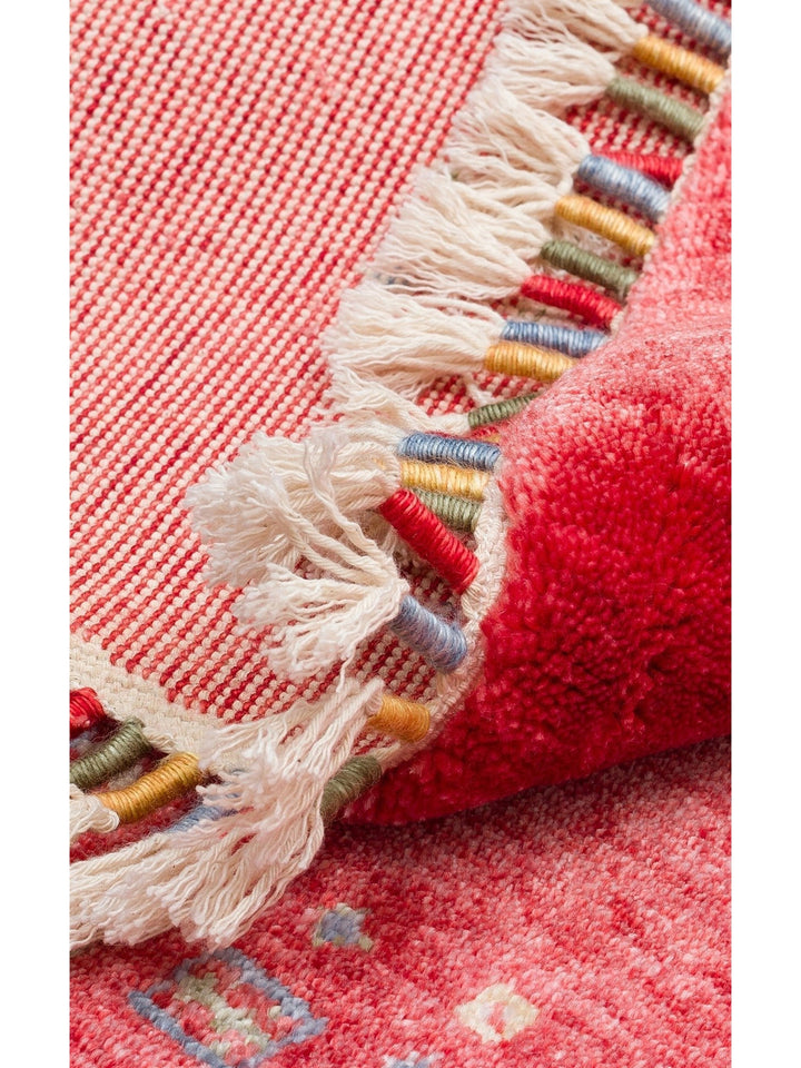 Oushak Carnaval Tappeto Moderno Uşak in TENCEL™ realizzato a mano, 100% naturale, facile da pulire, 06 RED Q