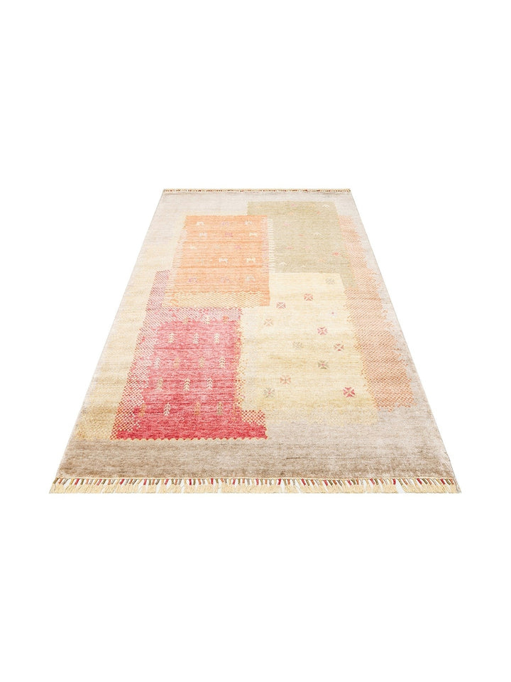 Oushak Carnaval Tappeto Moderno Uşak in TENCEL™ realizzato a mano, 100% naturale, facile da pulire, 07 BEIGE AUTUMN