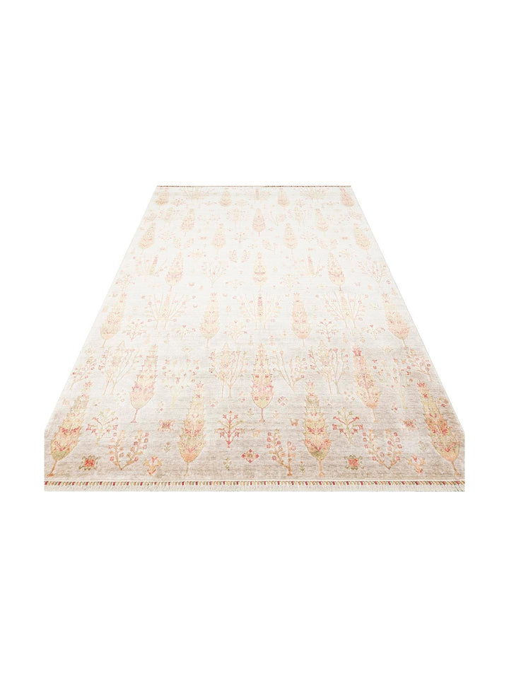Oushak Carnaval Tappeto Moderno Uşak in TENCEL™ realizzato a mano, 100% naturale, facile da pulire, 08 BEIGE AUTUMN