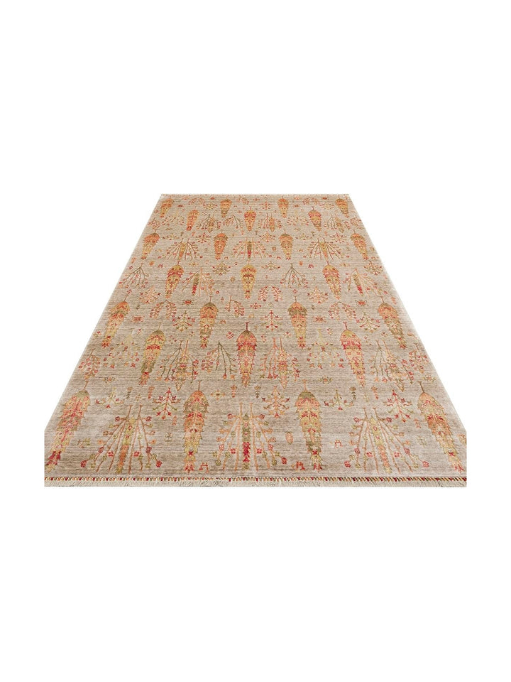 Oushak Carnaval Tappeto Moderno Uşak in TENCEL™ realizzato a mano, 100% naturale, facile da pulire, 08 BEIGE AUTUMN