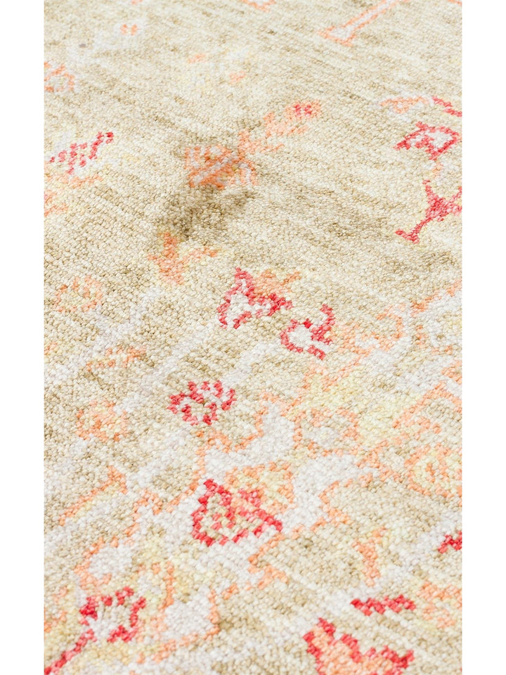 Oushak Carnaval Tappeto Moderno Uşak in TENCEL™ realizzato a mano, 100% naturale, facile da pulire, 08 GREEN AUTUMN