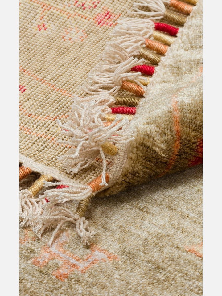 Oushak Carnaval %100 Naturel Kolay Temizlenir El Emeğiyle Üretilen TENCEL™ Modern Uşak Halısı 08 GREEN AUTUMN Q - Carpetdocia