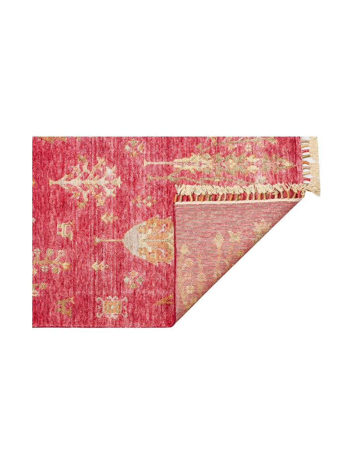 Oushak Carnaval Tappeto Moderno Uşak in TENCEL™ realizzato a mano, 100% naturale, facile da pulire, 08 RED AUTUMN
