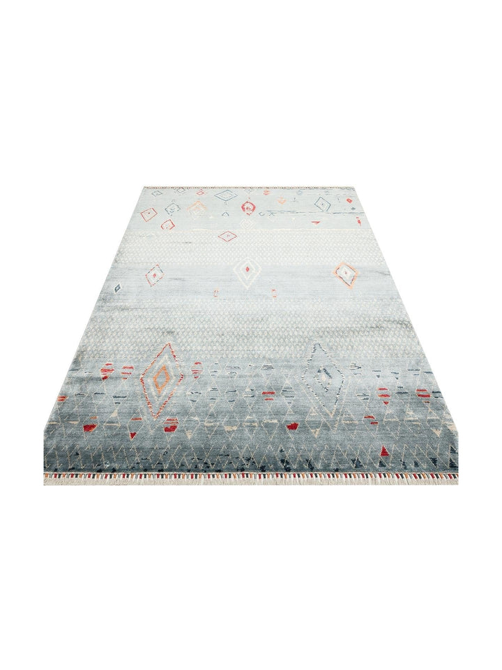 Oushak Carnaval Tappeto Moderno Uşak in TENCEL™ realizzato a mano, 100% naturale, facile da pulire, 15 AQUA MULTY