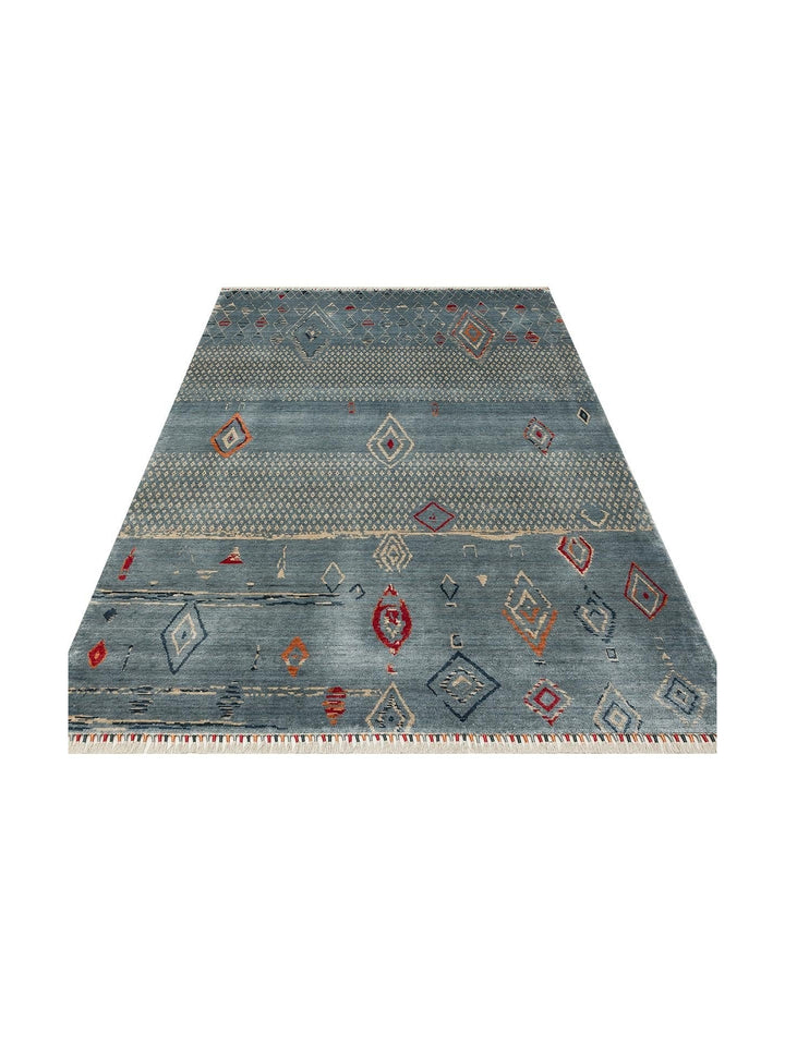 Oushak Carnaval Tappeto Moderno Uşak in TENCEL™ realizzato a mano, 100% naturale, facile da pulire, 15 AQUA MULTY