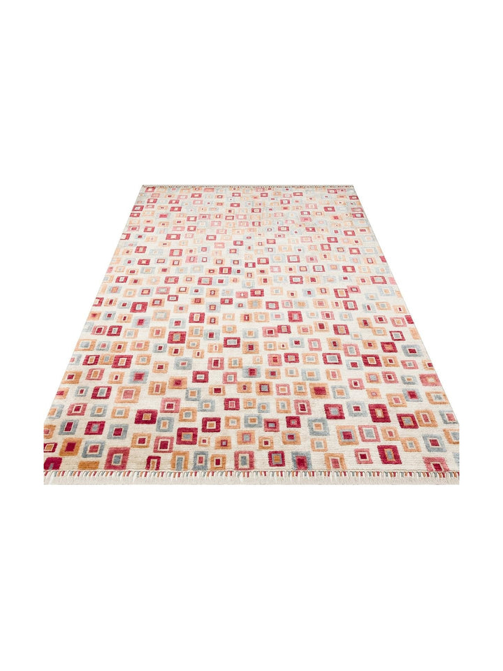 Oushak Carnaval %100 Naturel Kolay Temizlenir El Emeğiyle Üretilen TENCEL™ Modern Uşak Halısı 21 BEIGE MULTY - Carpetdocia