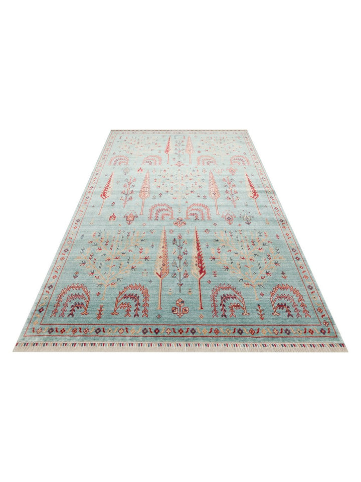Oushak Carnaval Tappeto Uşak moderno TENCEL™ realizzato a mano, 100% naturale, facile da pulire 22 TURQUOISE