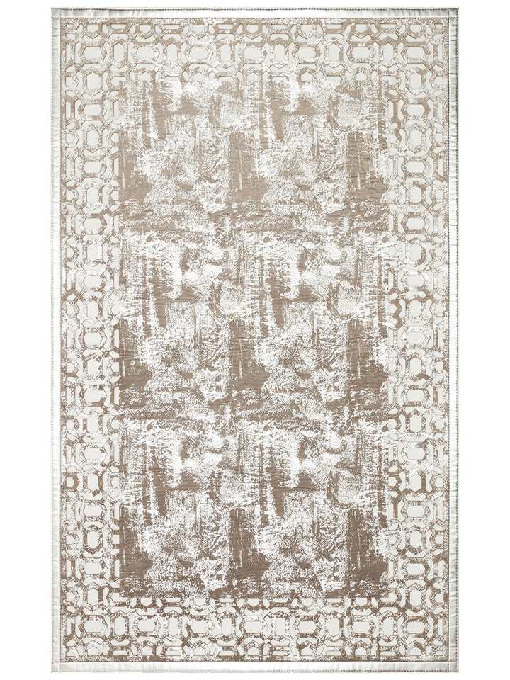Gravür Klasik Ve Modern İşleme ve Oymaya Sahip Parlak Bordürlü Suni Deri Halı 02 GREY SILVER - Carpetdocia