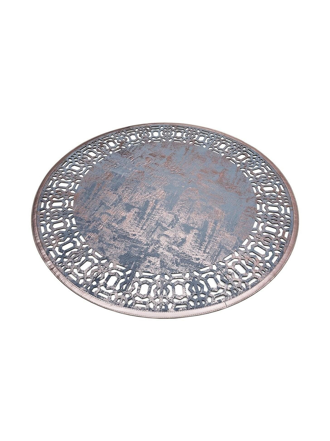 Gravür Klasik Ve Modern İşleme ve Oymaya Sahip Parlak Bordürlü Suni Deri Halı 03 MARINE BRONZE Q - Carpetdocia