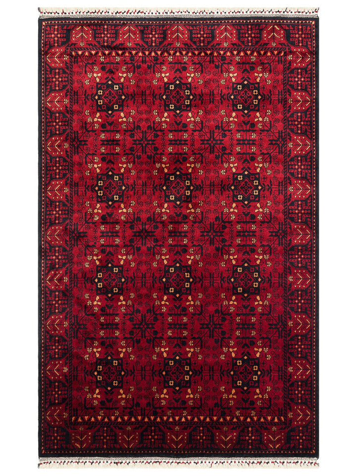 Kabil Afgan Yağcıbedir Desenli El Emeğiyle Özel Tezgahlarda Üretilen Tensel Uşak Halısı 952 RED - Carpetdocia