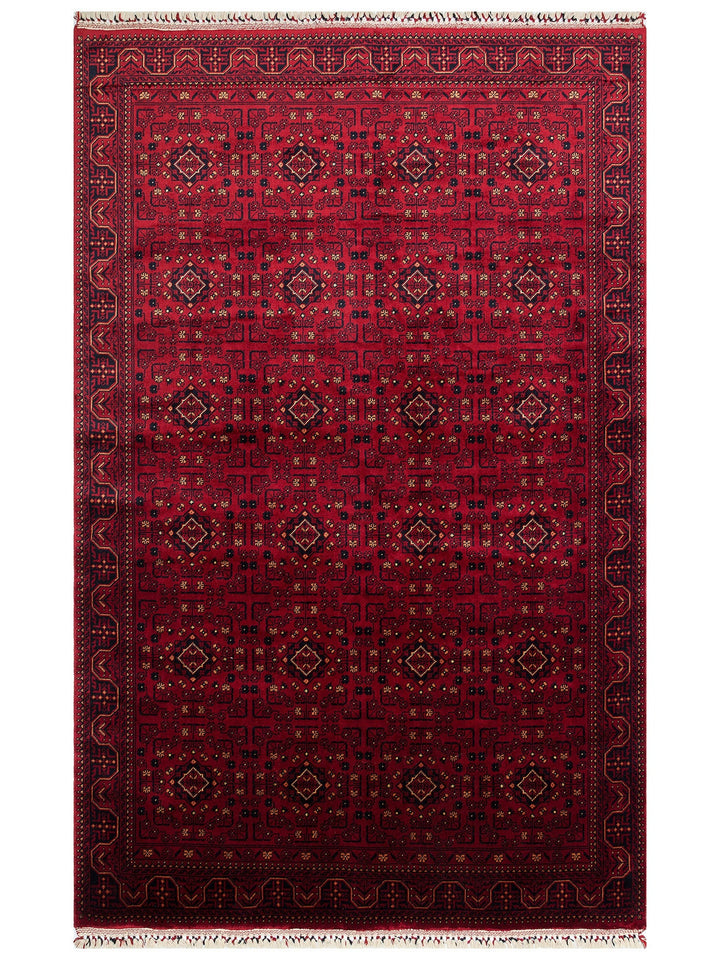 Kabil Afgan Yağcıbedir Desenli El Emeğiyle Özel Tezgahlarda Üretilen Tensel Uşak Halısı 960 RED - Carpetdocia