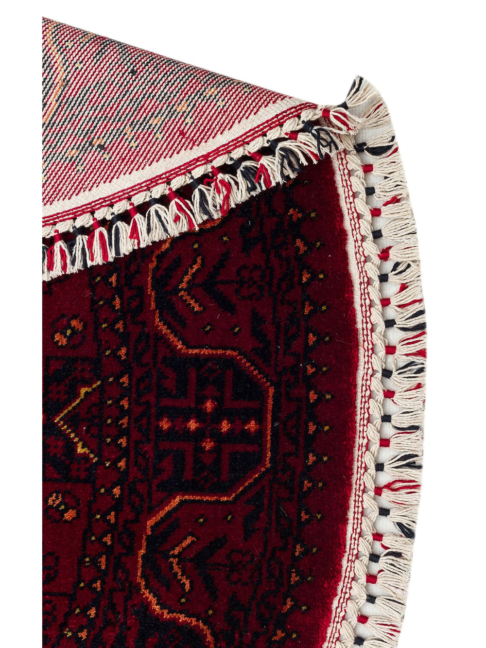 Kabil Afgan Yağcıbedir Desenli El Emeğiyle Özel Tezgahlarda Üretilen Tensel Uşak Halısı 960 RED Q - Carpetdocia