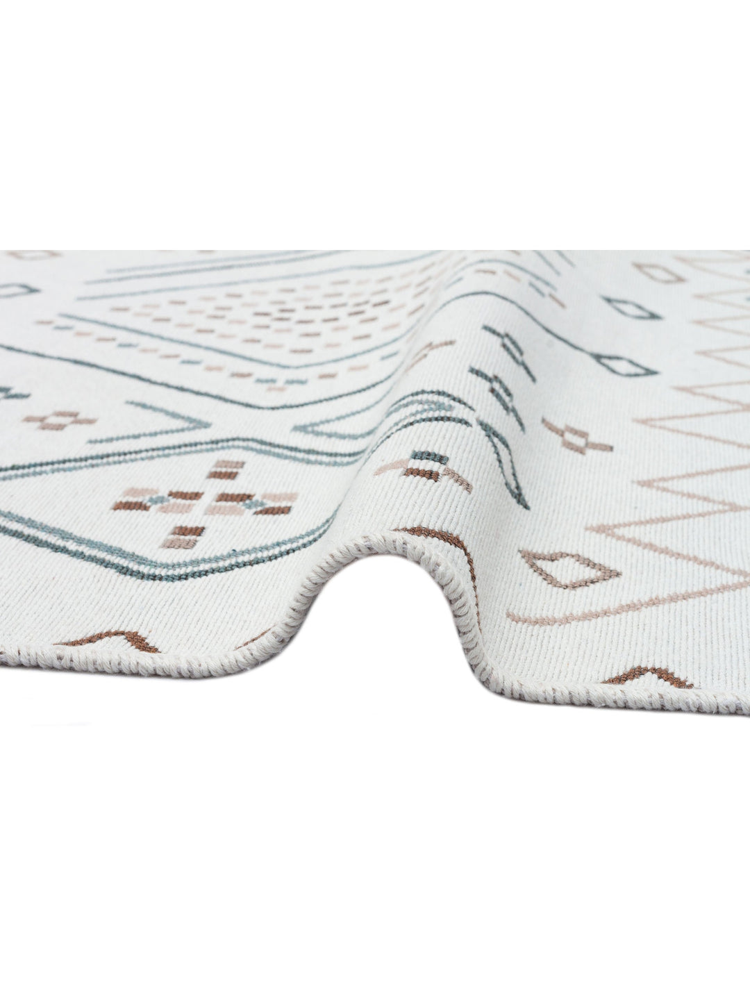 Maya %100 Naturel Pamuk Yıkanabilir Çift Taraflı Oturma Odası Mutfak Koridor Modern Kilim 05BEIGEBLU - Carpetdocia