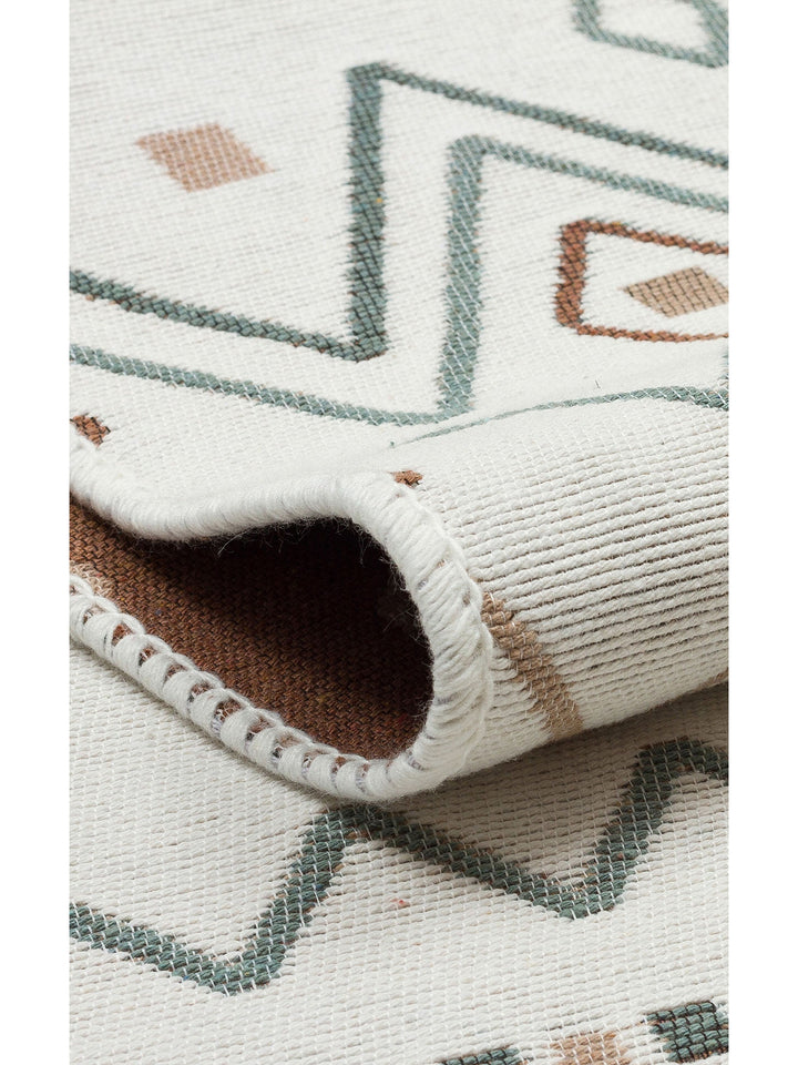 Maya %100 Naturel Pamuk Yıkanabilir Çift Taraflı Oturma Odası Mutfak Koridor Modern Kilim 05BEIGEBLU - Carpetdocia