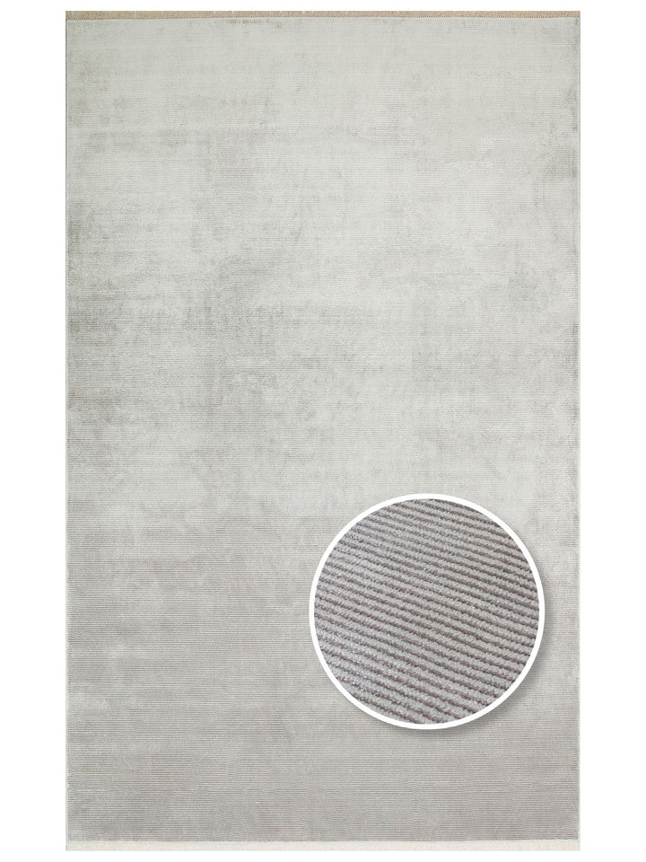 Montenegro Viskon Karışımlı Sade Desenli Sık Dokuma Oturma Odası Salon Koridor Modern Halı 01 GREY - Carpetdocia