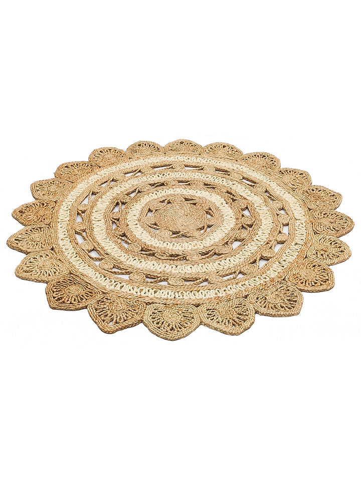 Only Jüt Yuvarlak ve Oval %100 Naturel Oturma Odası Antre Mutfak Balkon El Dokuma Halı CA105NATWHXW - Carpetdocia