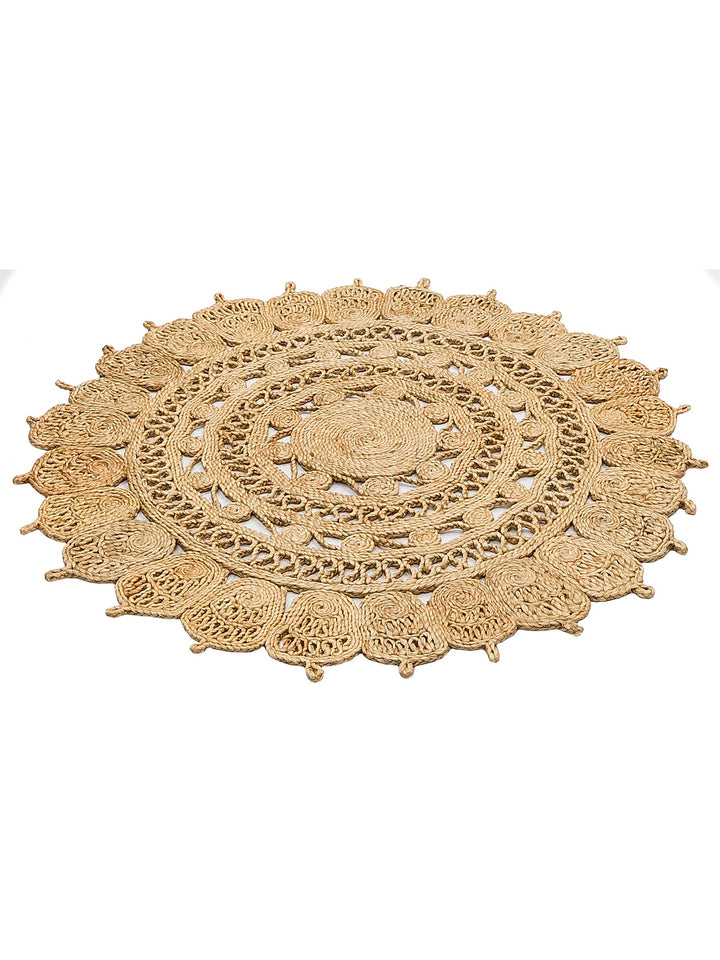 Only Jüt Yuvarlak ve Oval %100 Naturel Oturma Odası Antre Mutfak Balkon El Dokuma Halı CA108NATXW - Carpetdocia