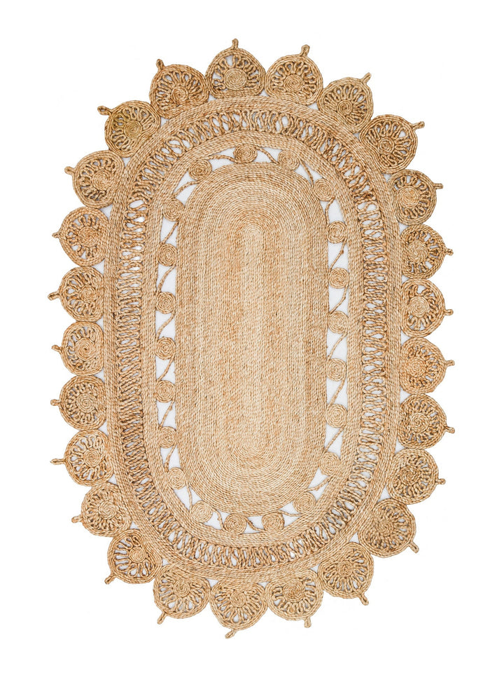 Only Jüt Yuvarlak ve Oval %100 Naturel Oturma Odası Antre Mutfak Balkon El Dokuma Halı CA109NATXW - Carpetdocia