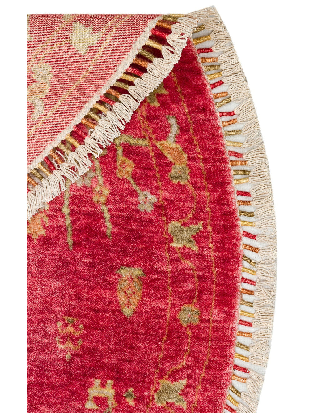 Oushak Carnaval %100 Naturel Kolay Temizlenir El Emeğiyle Üretilen Yuvarlak Uşak Halısı 08 REDQ - Carpetdocia