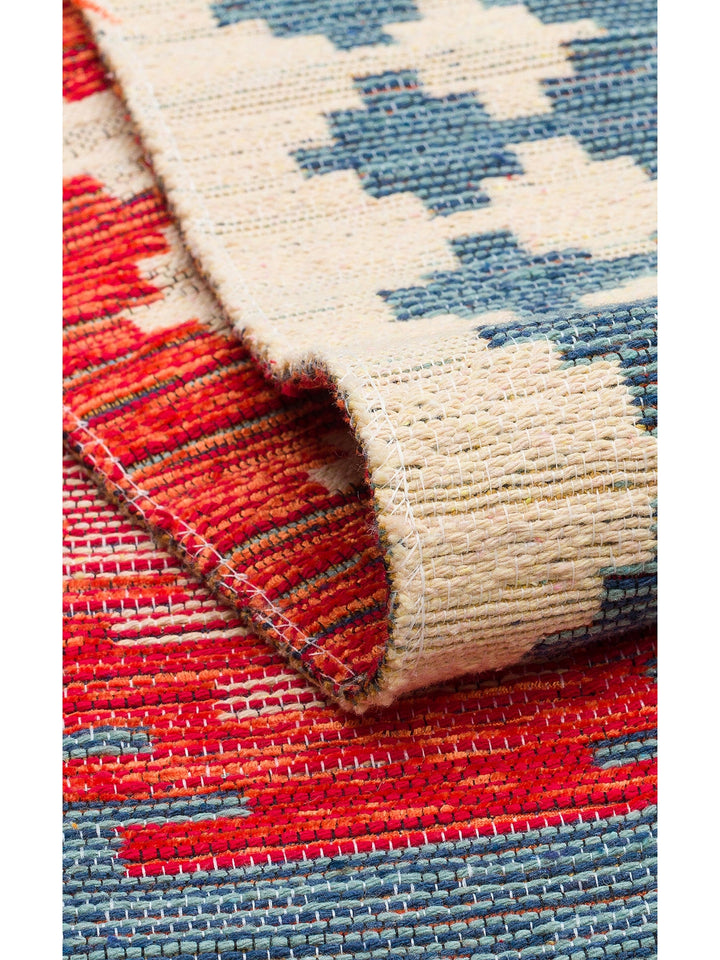 Rota Yıkanabilir, Çift Taraflı Kullanıma Uygun Yumuşak Tuşeli Otantik Kilim 04 NAVY - Carpetdocia