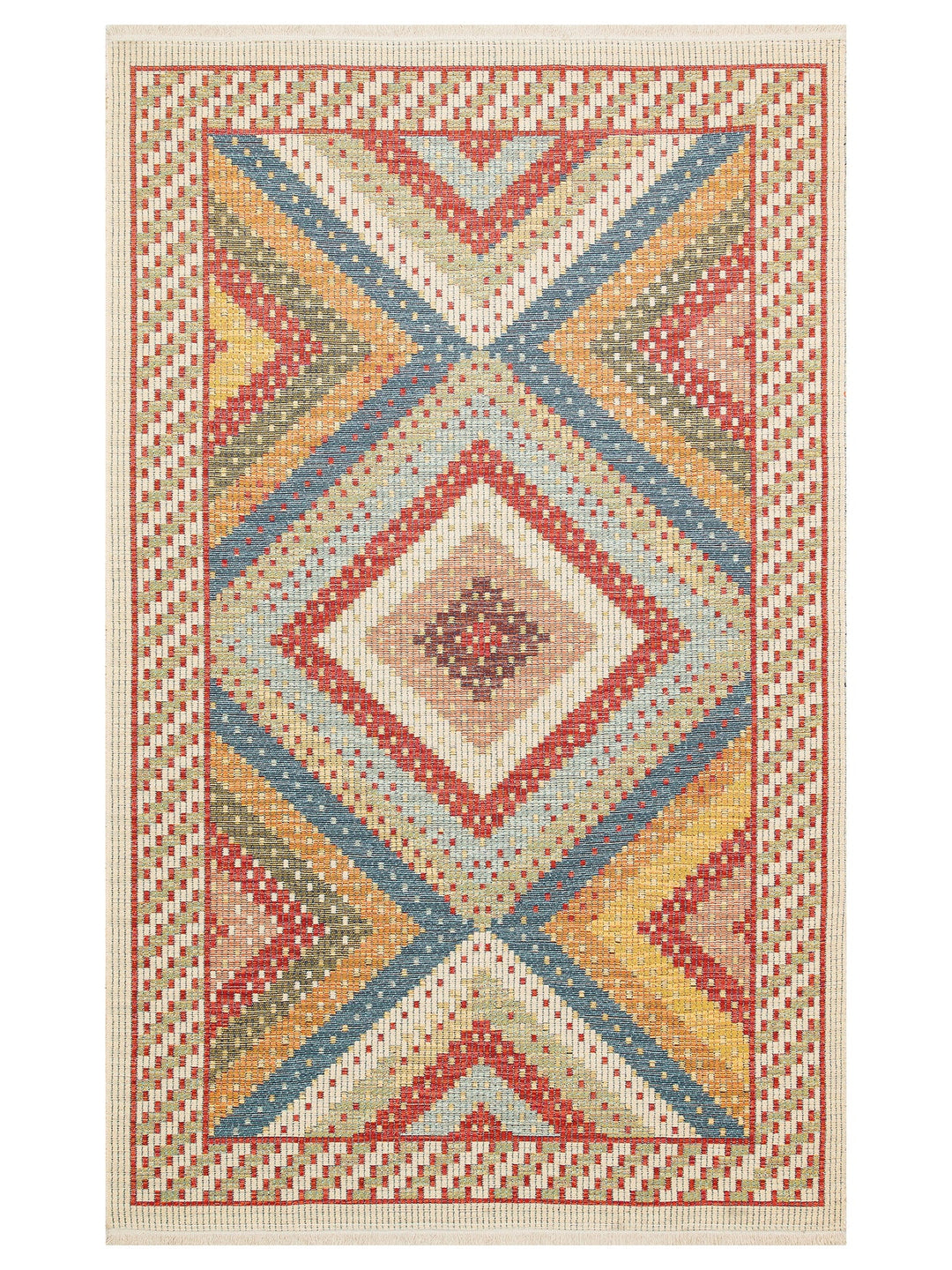 Rota Yıkanabilir, Çift Taraflı Kullanıma Uygun Yumuşak Tuşeli Otantik Kilim 10 RED - Carpetdocia