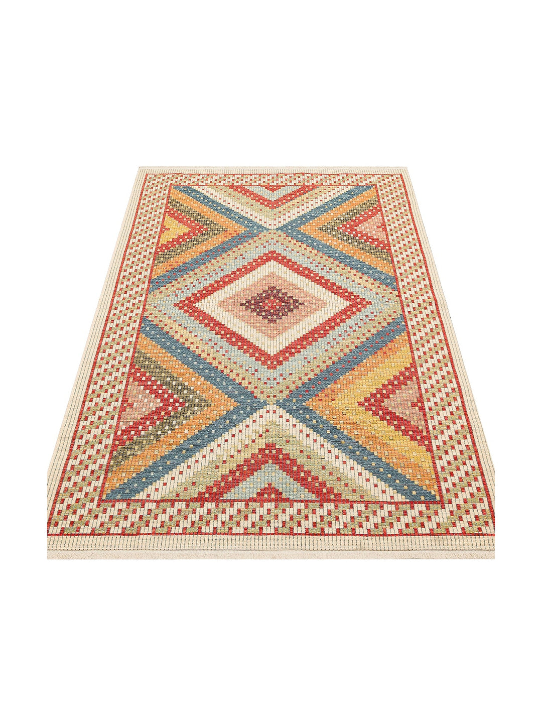 Rota Yıkanabilir, Çift Taraflı Kullanıma Uygun Yumuşak Tuşeli Otantik Kilim 10 RED - Carpetdocia