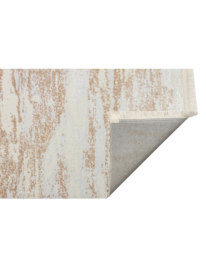 Smooth Yıkanabilir Kaymaz Parlak Oturma Odası Salon Koridor İnce Dokuma Modern Halı 01 CREAMBEIGE XW - Carpetdocia