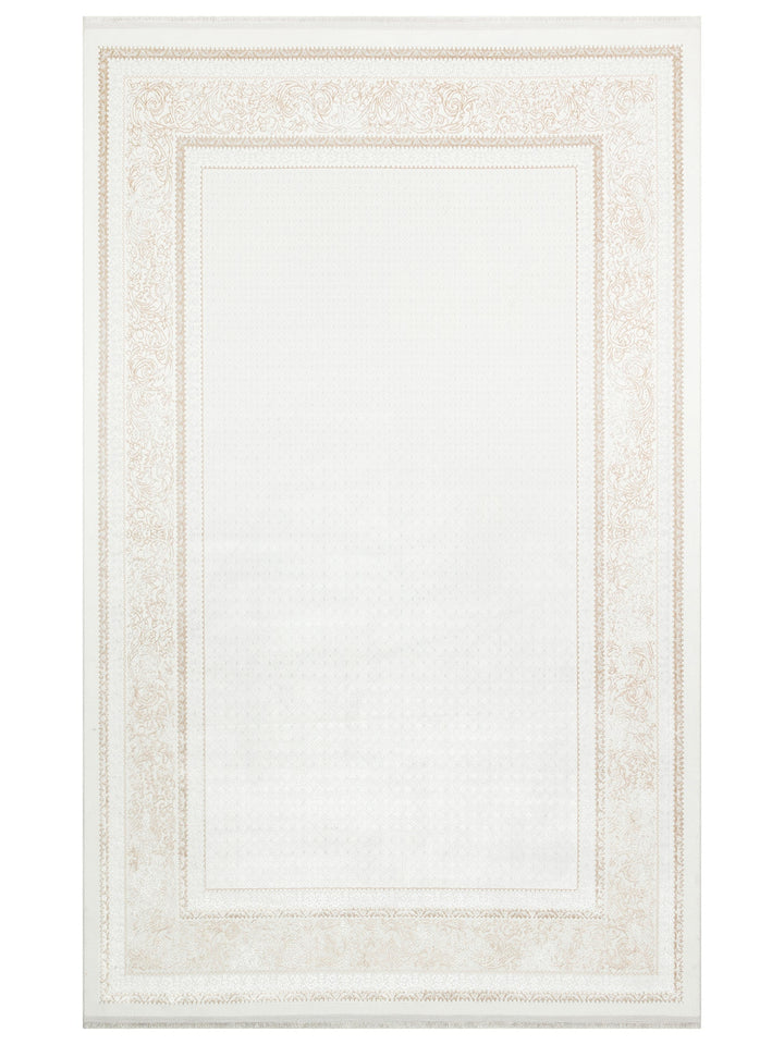 Smooth Yıkanabilir Kaymaz Parlak Oturma Odası Salon Koridor İnce Dokuma Modern Halı 102 BEIGE XW - Carpetdocia