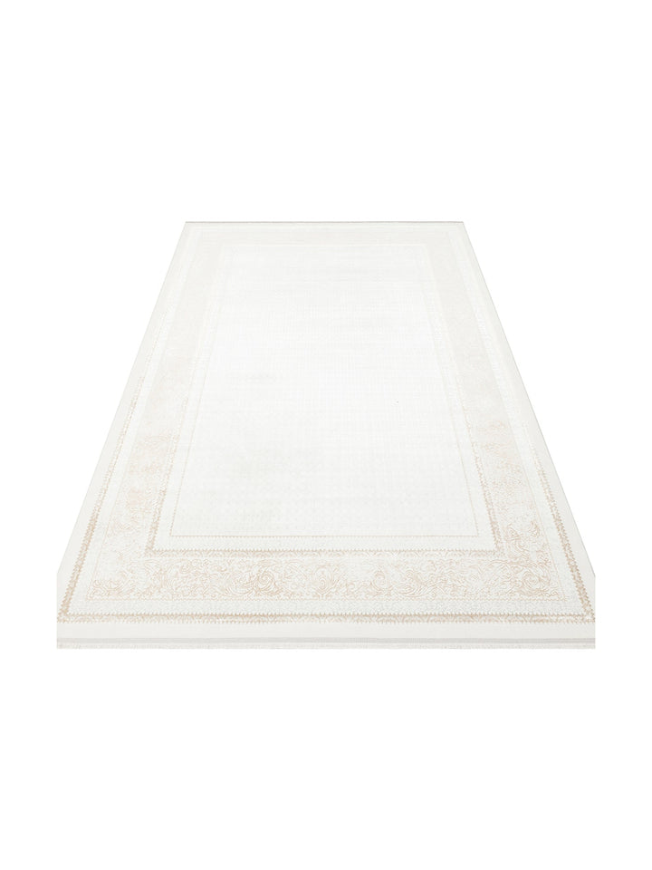 Smooth Yıkanabilir Kaymaz Parlak Oturma Odası Salon Koridor İnce Dokuma Modern Halı 102 BEIGE XW - Carpetdocia