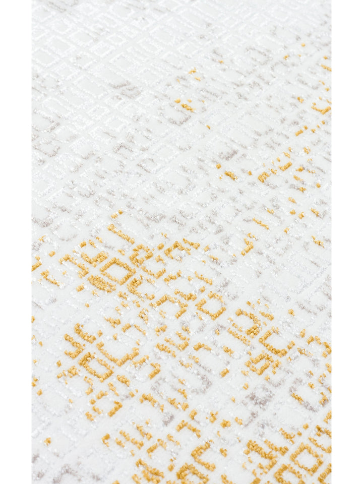 Smooth Yıkanabilir Kaymaz Parlak Oturma Odası Salon Koridor İnce Dokuma Modern Halı 108 CREAM GOLD - Carpetdocia