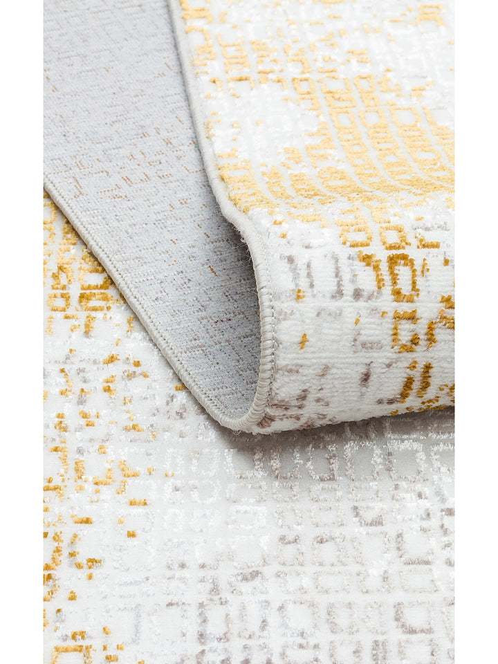 Smooth Yıkanabilir Kaymaz Parlak Oturma Odası Salon Koridor İnce Dokuma Modern Halı 108 CREAM GOLD - Carpetdocia