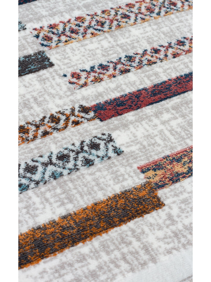 Smooth Yıkanabilir Kaymaz Parlak Oturma Odası Salon Koridor İnce Dokuma Modern Halı 110 MULTY XW - Carpetdocia