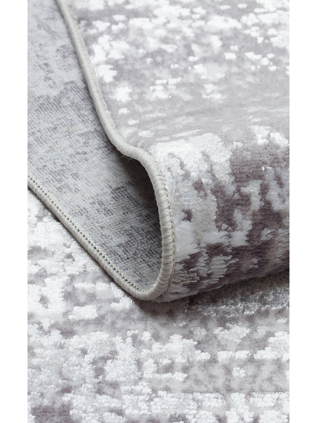 Smooth Yıkanabilir Kaymaz Parlak Oturma Odası Salon Koridor İnce Dokuma Modern Halı 112 GREY - Carpetdocia
