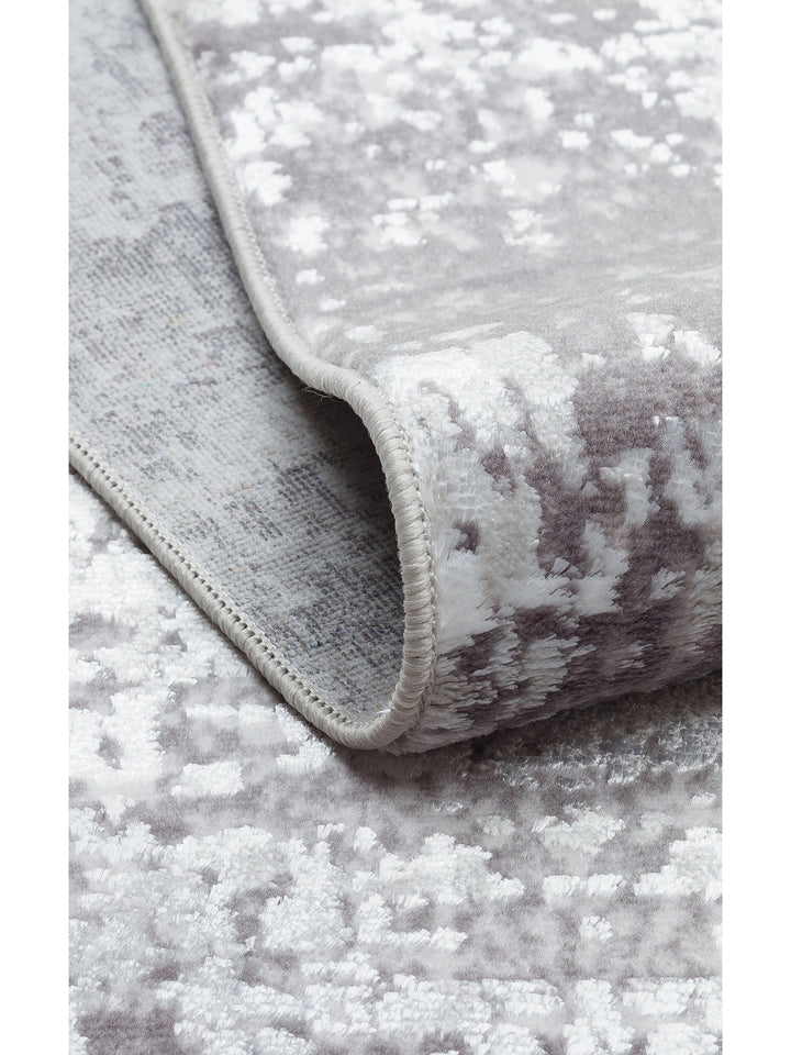 Smooth Yıkanabilir Kaymaz Parlak Oturma Odası Salon Koridor İnce Dokuma Modern Halı 112 GREY - Carpetdocia