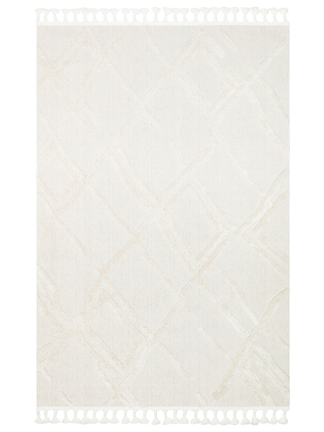 Tabasco Serisi Etnik Desenli Oturma Odası Salon Koridor Antre Modern İskindinav Halı TAB 03 WHITE - Carpetdocia