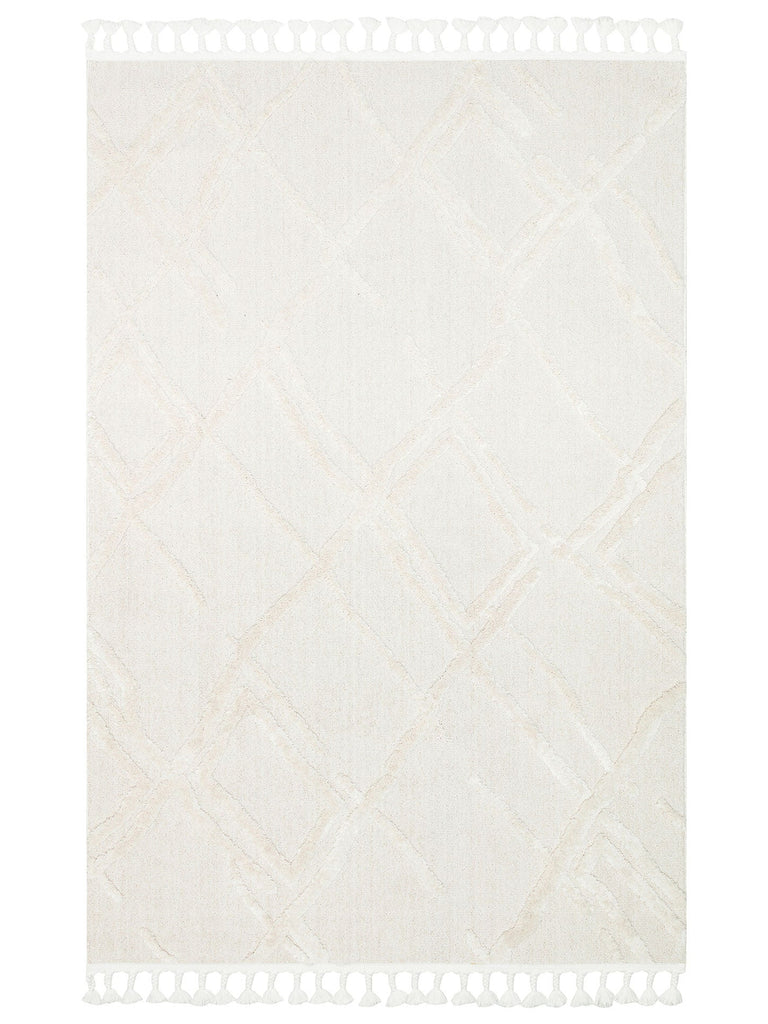 سلسلة تاباسكو سجادة صالون وممر ومدخل مع تصميم عرقي حديثة من طراز إسكندناف TAB 03 WHITE