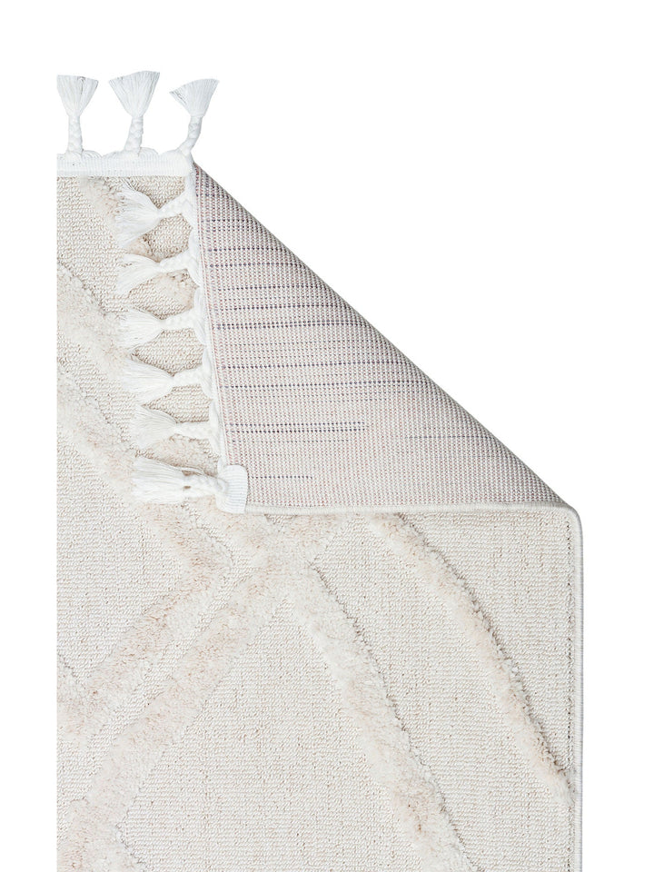 Tabasco Serisi Etnik Desenli Oturma Odası Salon Koridor Antre Modern İskindinav Halı TAB 03 WHITE - Carpetdocia