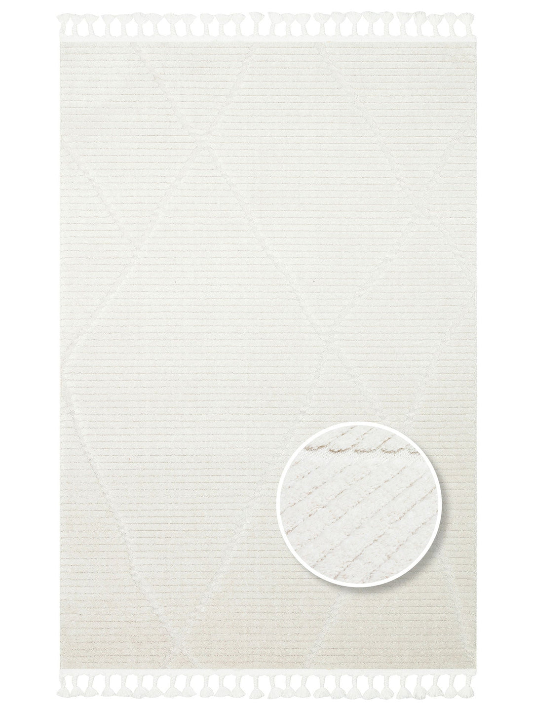 Tabasco Serisi Etnik Desenli Oturma Odası Salon Koridor Antre Modern İskindinav Halı TAB 07 WHITE - Carpetdocia