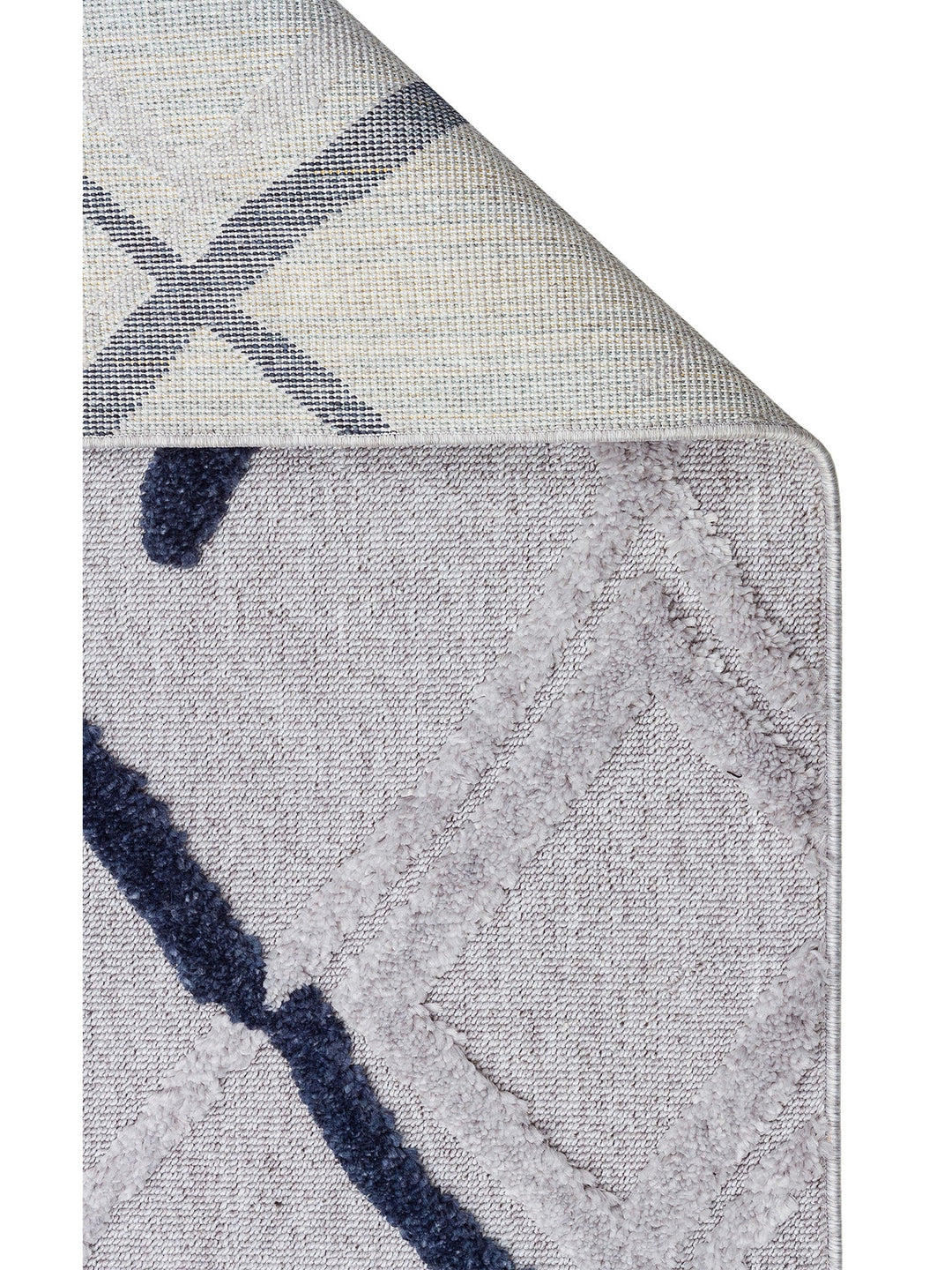 Tabasco Serisi Etnik Desenli Oturma Odası Salon Koridor Modern İskindinav Halı TAB 03 GREY NAVY - Carpetdocia