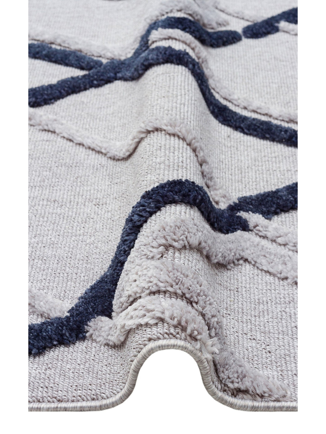 Tabasco Serisi Etnik Desenli Oturma Odası Salon Koridor Modern İskindinav Halı TAB 03 GREY NAVY - Carpetdocia