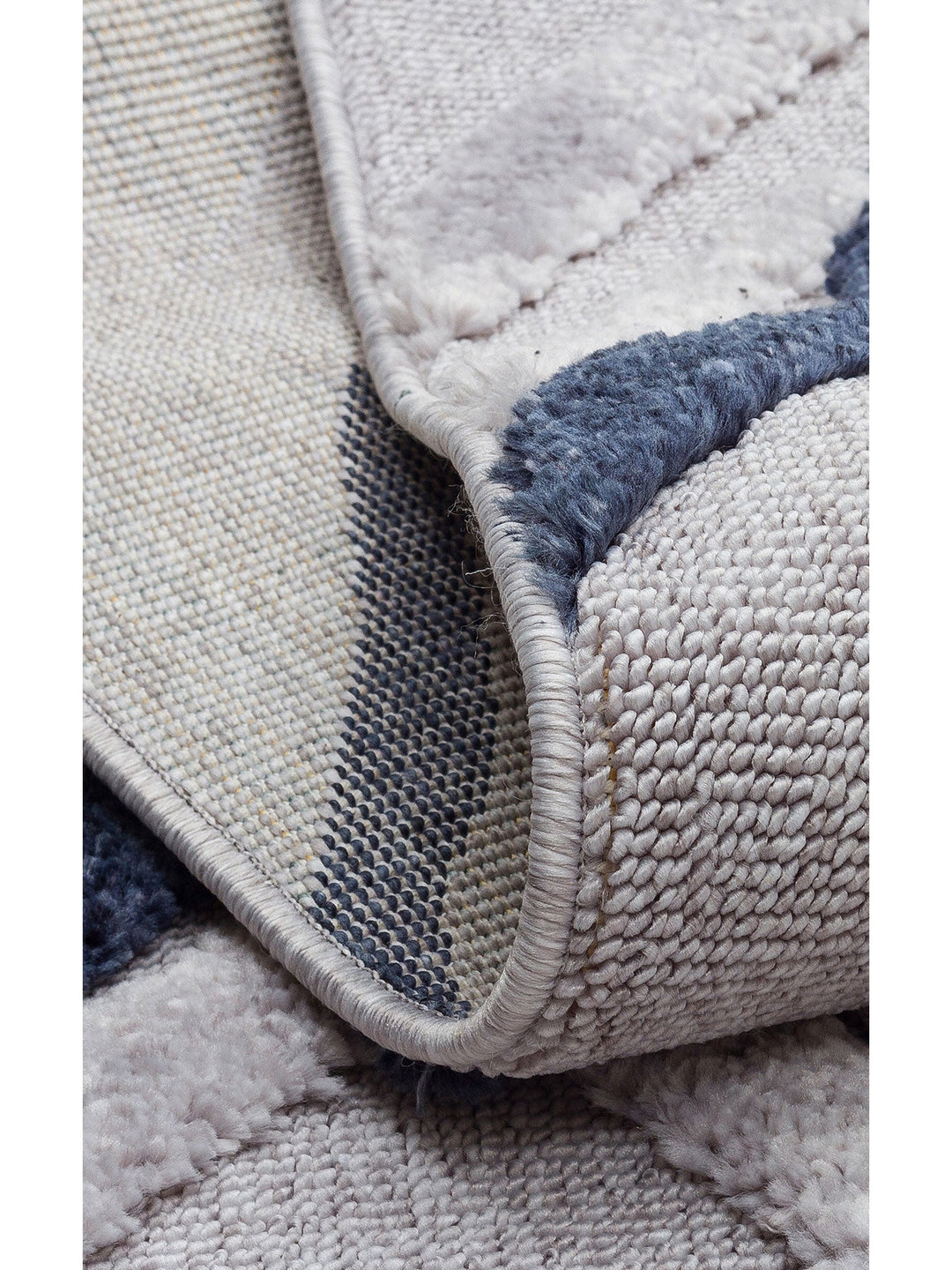 Tabasco Serisi Etnik Desenli Oturma Odası Salon Koridor Modern İskindinav Halı TAB 03 GREY NAVY - Carpetdocia
