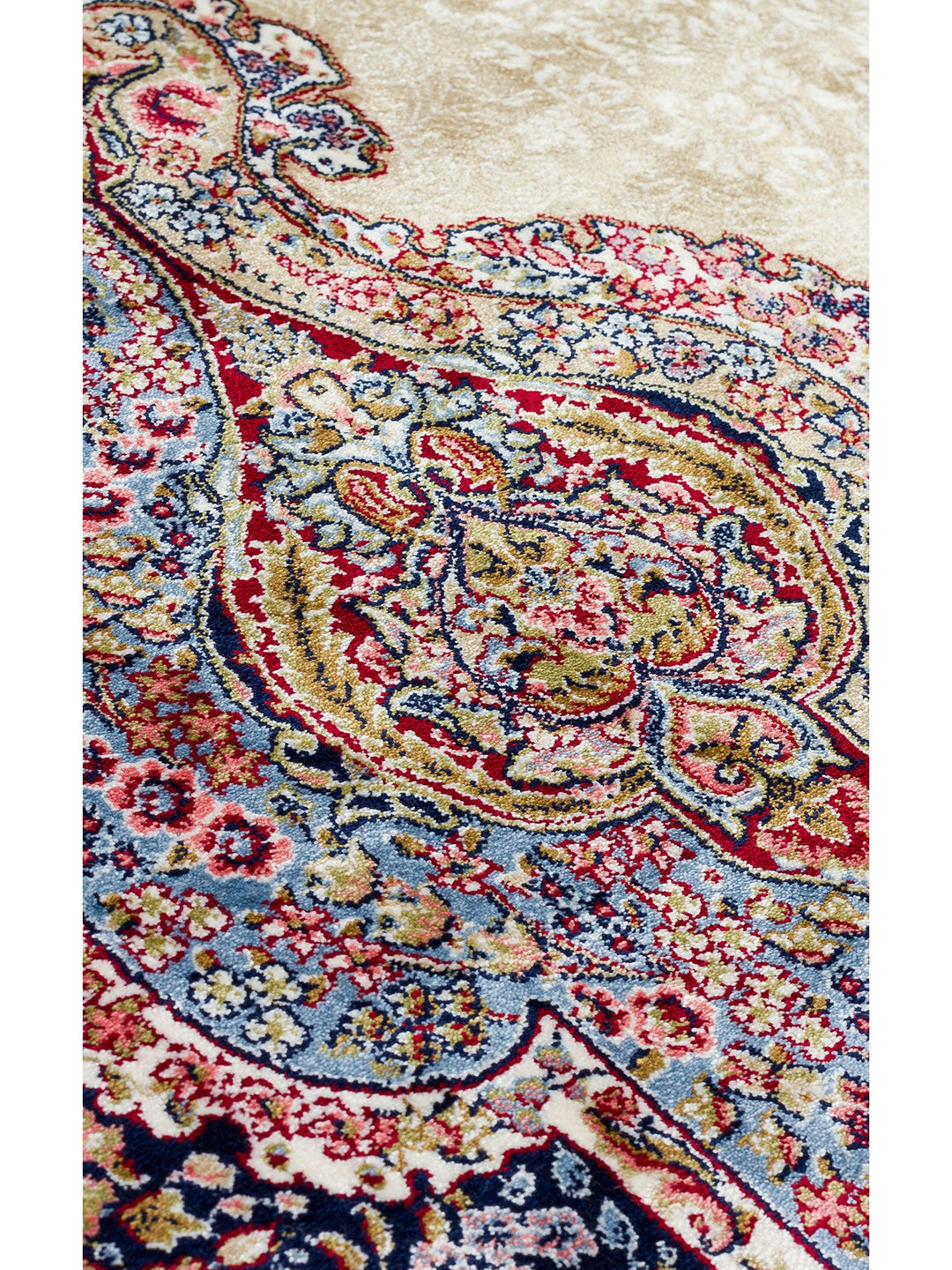 Topkapı Serisi Yüksek Kalite Sık Dokuma Klasik Desenli Özel Işıltılı Salon Halısı 02 CREAM - Carpetdocia