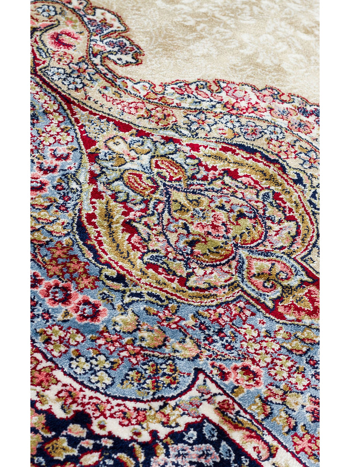 Topkapı Serisi Yüksek Kalite Sık Dokuma Klasik Desenli Özel Işıltılı Salon Halısı 02 CREAM - Carpetdocia