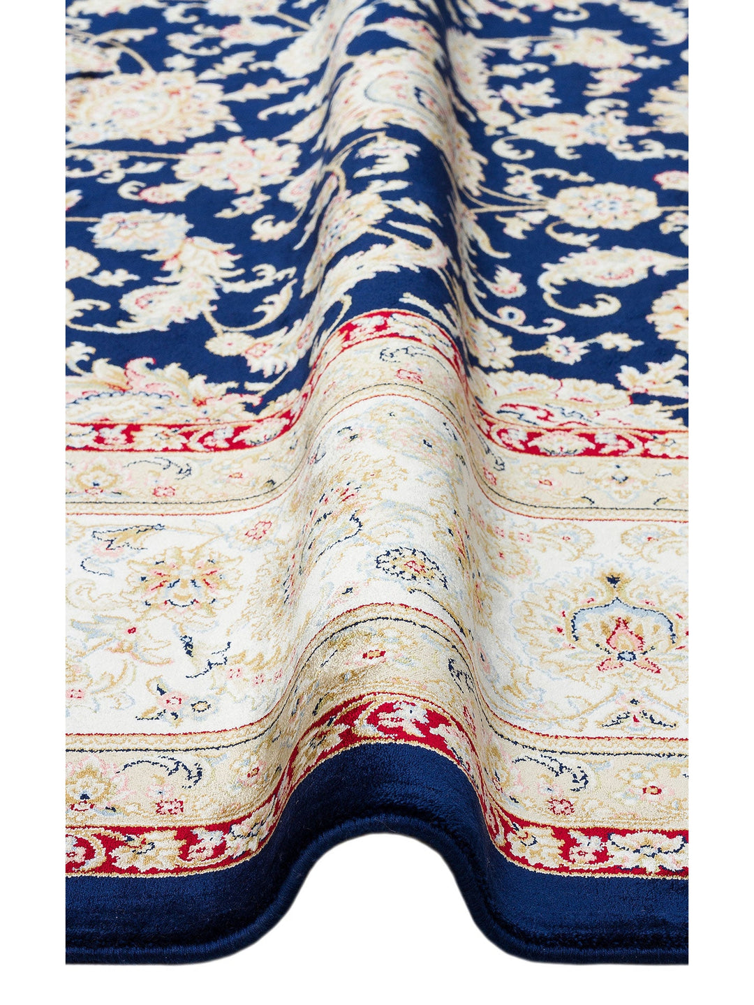 Topkapı Serisi Yüksek Kalite Sık Dokuma Klasik Desenli Özel Işıltılı Salon Halısı 03 NAVY CREAM - Carpetdocia