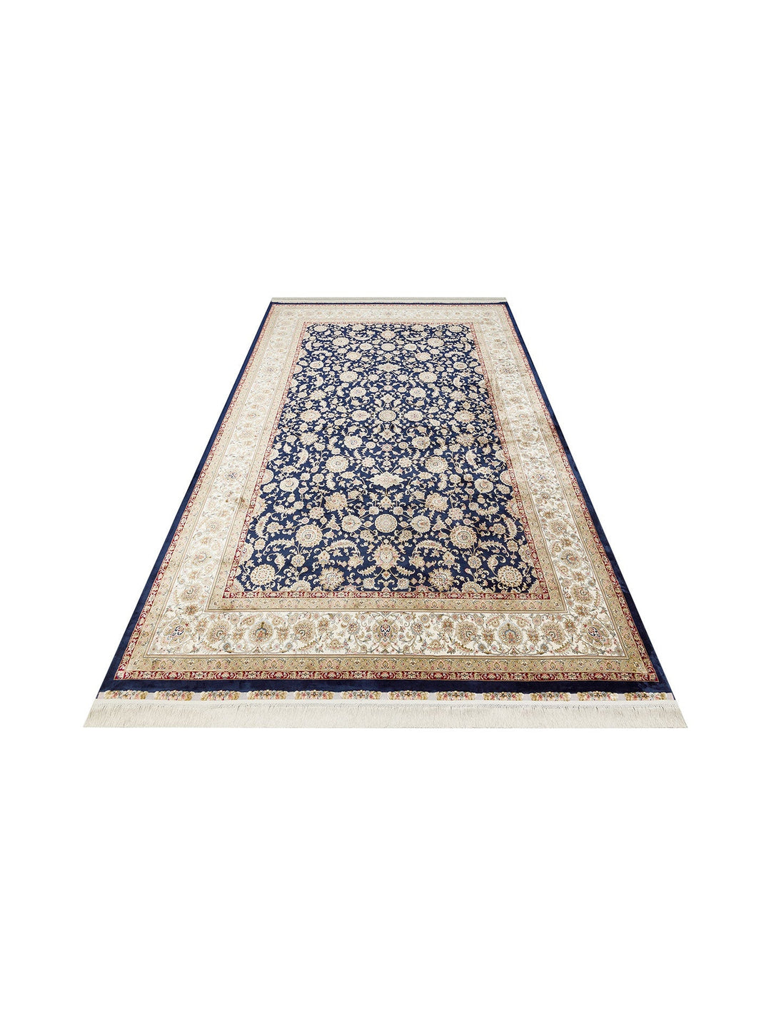 Topkapı Serisi Yüksek Kalite Sık Dokuma Klasik Desenli Özel Işıltılı Salon Halısı 03 NAVY CREAM - Carpetdocia