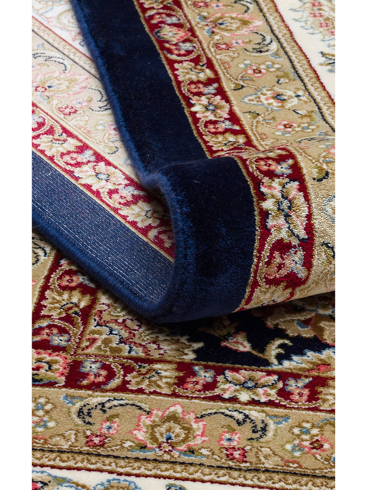 Topkapı Serisi Yüksek Kalite Sık Dokuma Klasik Desenli Özel Işıltılı Salon Halısı 03 NAVY CREAM - Carpetdocia